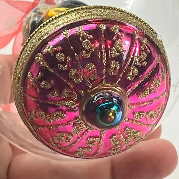 Thomas Pacconi Penguin Glass Dome Ornament Snowglobe Glitter 4.25" Vintage - Picture 6 of 8